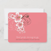 Correspondance Tropical rose Hibiscus Mariage Merci Carte de note (Dos)