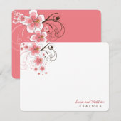 Correspondance Tropical rose Hibiscus Mariage Merci Carte de note (Devant / Derrière)