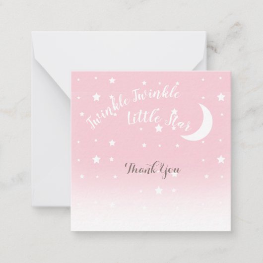 Correspondance Twinkle petite étoile rose merci carte de note (Devant)