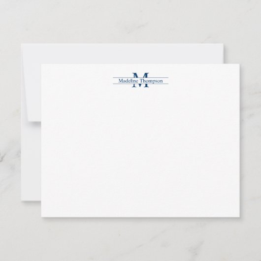 Correspondance Typographie Monogramme moderne Carte de note bleue (Devant)