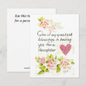 Correspondance Une fille est une grande carte de bienheureuse (Devant / Derrière)