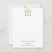 Correspondance Votre nom d'église Carte de note simple Gold Cross (Devant)
