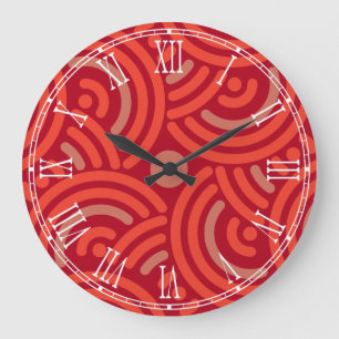Correspondances circulaires horloge murale rouge o
