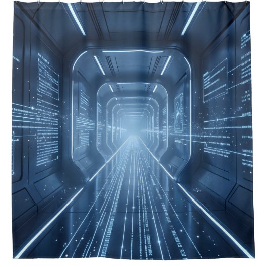 Corridor de données – Rideau de douche d'art futur (Devant)