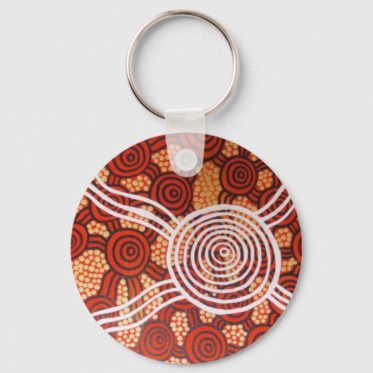 Corroboree II Aboriginal Art Sleutelhanger (Voorkant)
