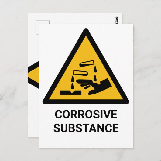 Corrosieve stof waarschuwing, bijtende chemische s briefkaart (Voorkant / Achterkant)