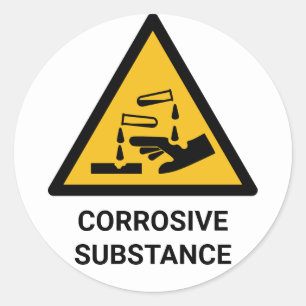Corrosieve stof waarschuwing, bijtende chemische s ronde sticker