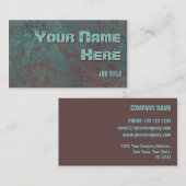 Corrosion "cuivre" impression texte côté carte de  (Devant / Derrière)