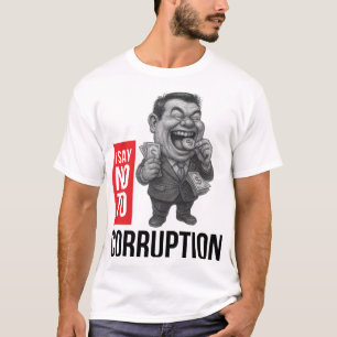 Corruptiebestrijding Karikatuur schets kunst T-shirt