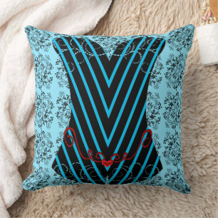 Corset Girly Time Cyan formes géométriques Coussin