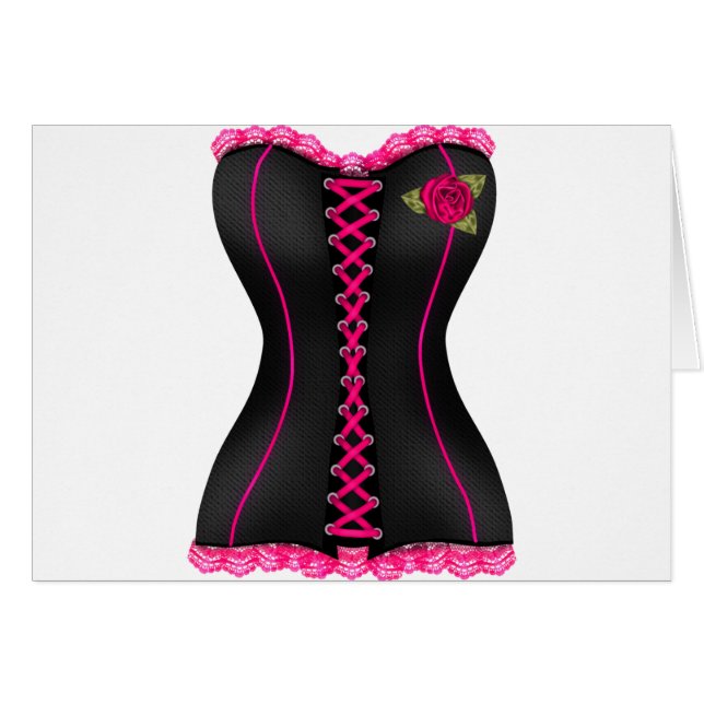Corset Noir Rose rose (Devant horizontal)
