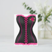 Corset Zwart Roze roos Briefkaart (Staand voorkant)