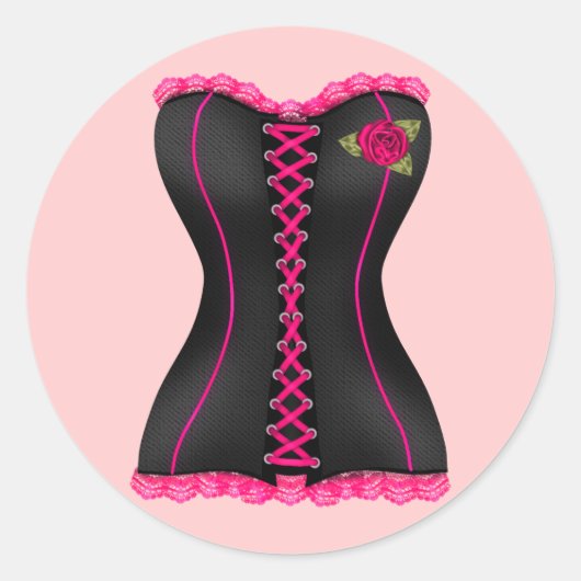 Corset Zwart Roze roos Club Sticker (Voorkant)