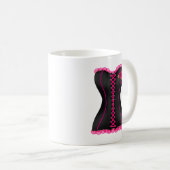 Corset Zwart Roze roos Koffiemok (Voorkant rechts)