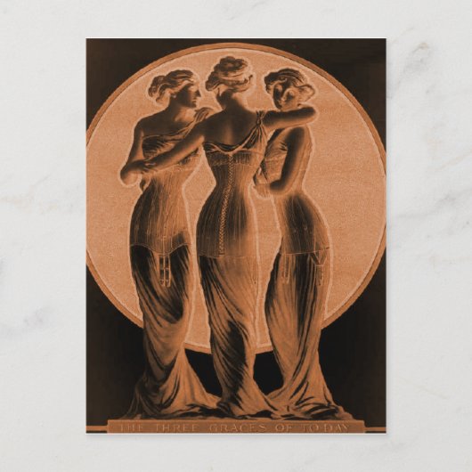  corsetten, drie grassen terra cotta briefkaart (Voorkant)