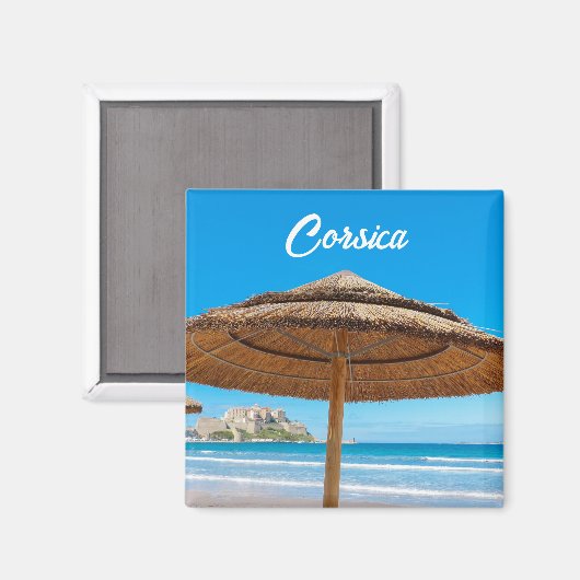 Corsica Calvi Citadel en Strand Souvenir Magneet (Voorkant / Achterkant)