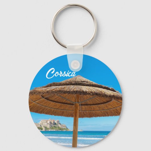Corsica Calvi Citadel en Strand Souvenir Sleutelhanger (Voorkant)