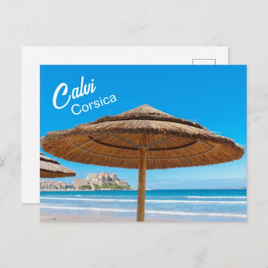 Corsica Calvi Strand en Citadel Briefkaart (Voorkant / Achterkant)