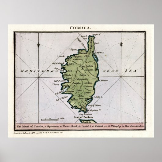  Corsica France Map (1801) Poster (Voorkant)