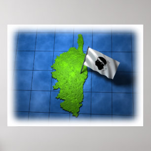 Corsica met eigen vlag poster