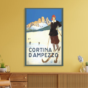 Cortina d'Ampezzo, Italië, Reis naar skigebied Alp Canvas Afdruk