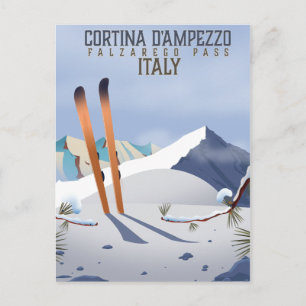 Cortina d'Ampezzo Italië Ski poster Kunstprint Briefkaart