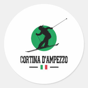 Cortina D'Ampezzo Italië Skigebied Alpen Italiaans Ronde Sticker