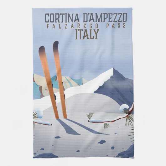 Cortina d'Ampezzo Italy Ski poster Art Print Theedoek (Verticaal)