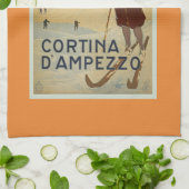 Cortina D'Ampezzo  Skiing Poster Theedoek (Gevouwen)