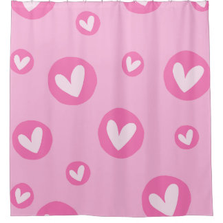 Cortina de Banho com Padrão de Corações Rosa Douchegordijn