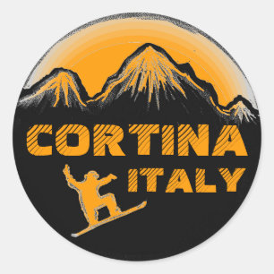 Cortina Italie orange snowboard art stickers
