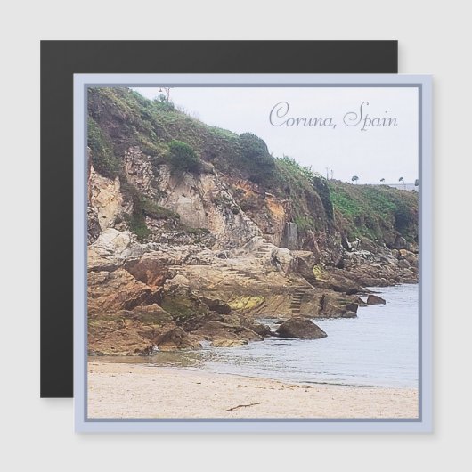 Coruna, Spanje | Sandy Bay Ocean Inlet Magnet Kaar (Voorkant / Achterkant)