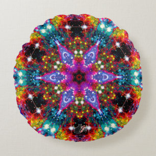 Coruscation Stellar Kaleid Coussin rond