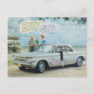 Corvair Cartoon Briefkaart van Bard Beach
