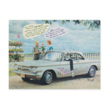 Corvair Cartoon Briefkaart van Bard Beach