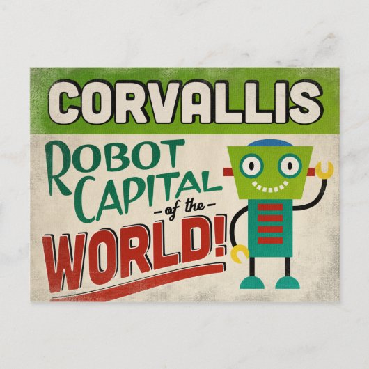 Corvallis Oregon Robot - Funny Briefkaart (Voorkant)