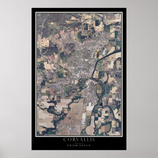 Corvallis Oregon van Space Satellite Map Poster (Voorkant)