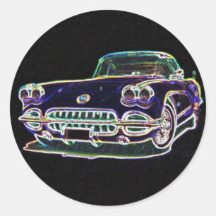 Corvette 1958 ronde sticker