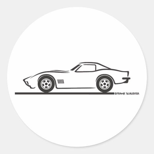 Corvette 1970-72 ronde sticker (Voorkant)