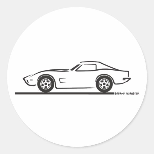 Corvette 1973 ronde sticker (Voorkant)