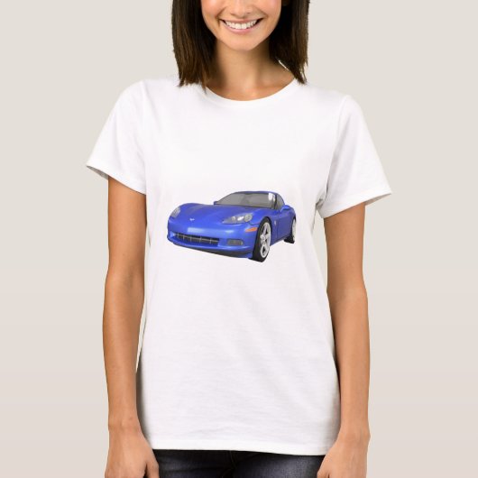 Corvette 2008: Sportauto: Blauwe afwerking: T-shirt (Voorkant)