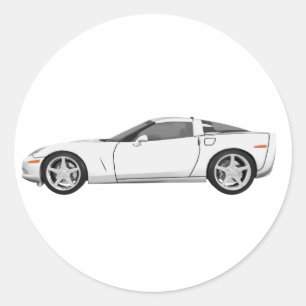 Corvette 2008: Sportauto: witte finse: Ronde Sticker