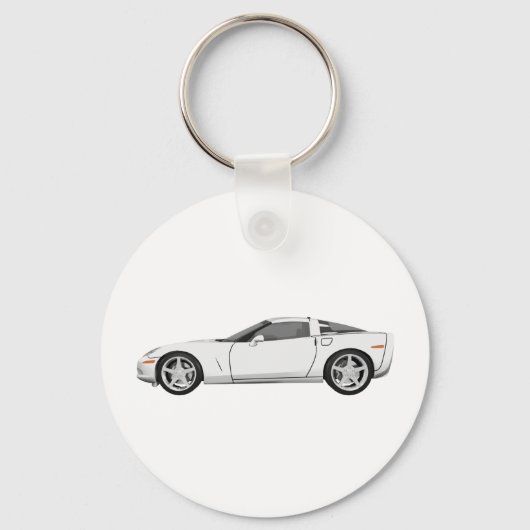 Corvette 2008: Sportauto: witte finse: Sleutelhanger (Voorkant)