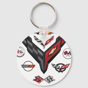 CORVETTE 8 GENERATIES BADGE SLEUTELHANGER