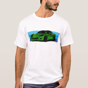 Corvette C6 Groene Sportscar met Blauwe Streep T-shirt