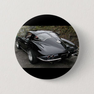 Corvette Classic Black Split Window Ronde Button 5,7 Cm