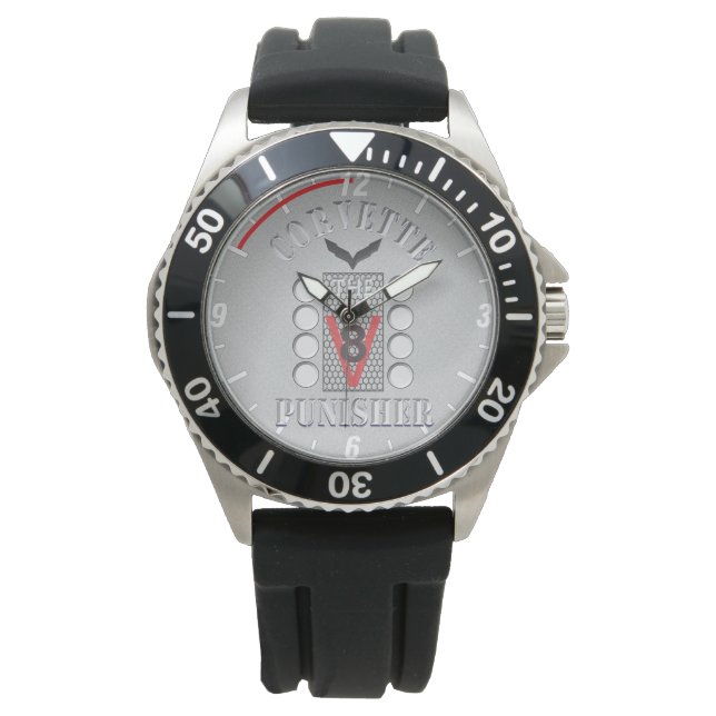 Corvette de Punisher V8 grijs horloge (Voorkant)