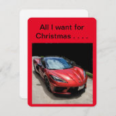 Corvette met Kerstmis Feestdagenkaart (Voorkant / Achterkant)