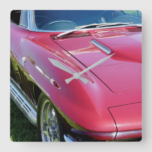 Corvette Retro Man Cave Vierkante Klok