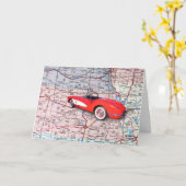Corvette rouge classique 1960 sur la carte (Fleur jaune)